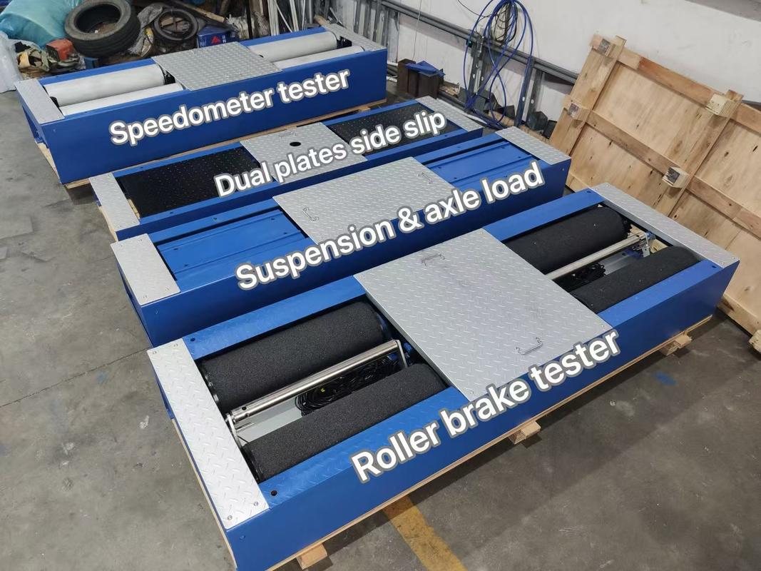 Testeur de freins à rouleaux 5 en 1 avec charge maximale d'essieu de 4000 kg, rouleau de ponçage breveté et ordinateur de contrôle industriel