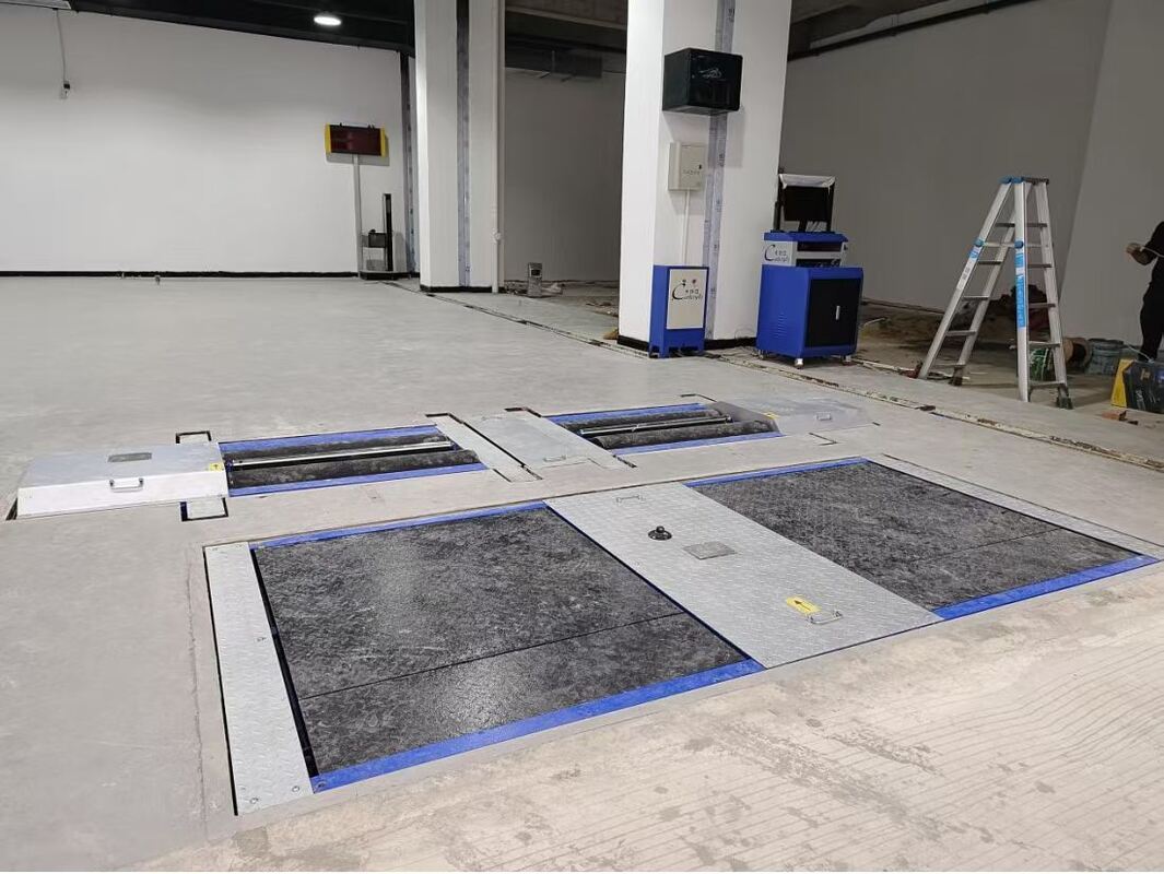 Ligne d'essai du camion cartesy pour atelier de réparation Testeur de frein à rouleaux automobile Forces avec chargement d'essieu Testeur de glissement latéral à double plaque 10T capacité